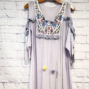 Embroidered Cold Shoulder Dress Cover up Swim. NWT SZ MED